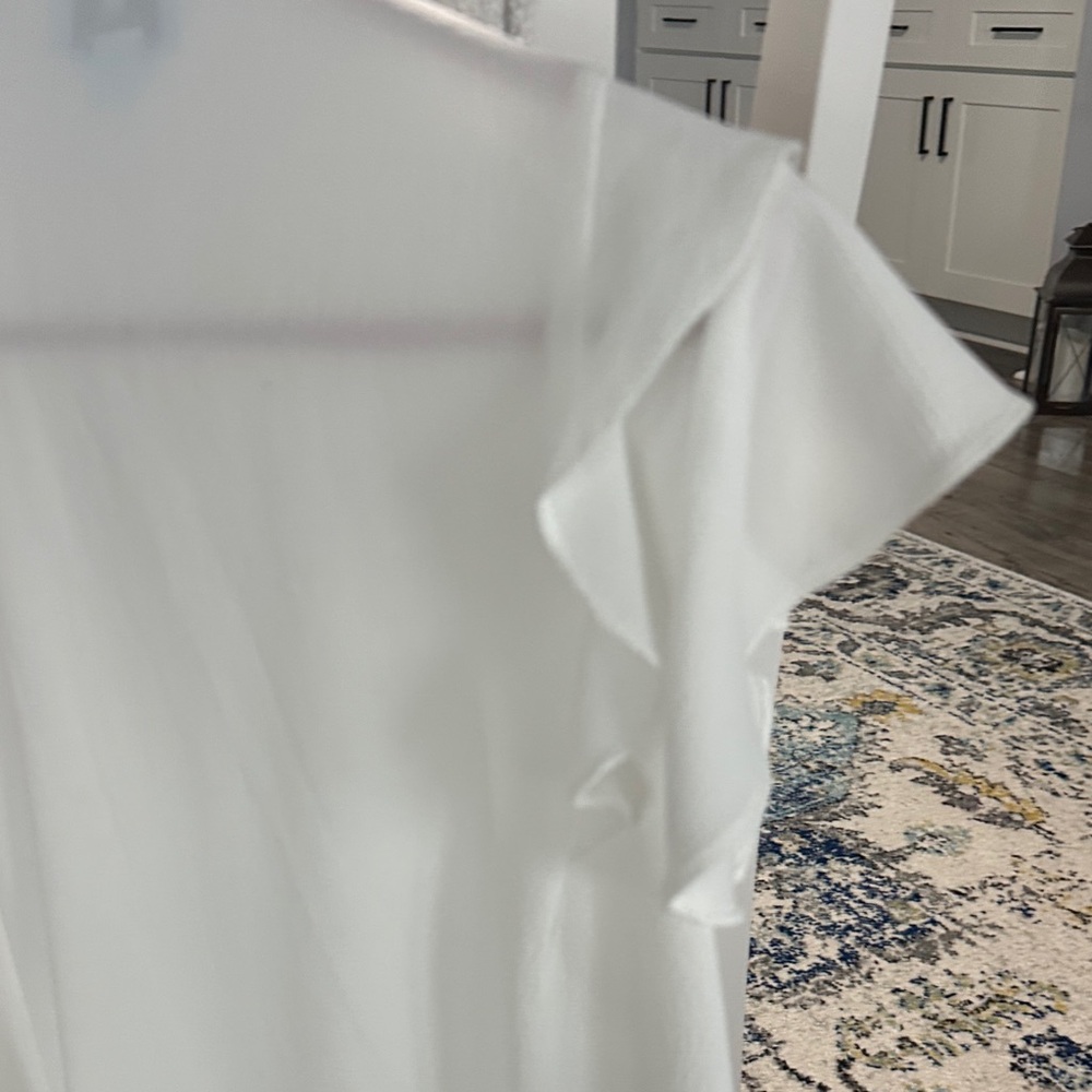 Cece White Ruffle Button-Down Blouse - image 6